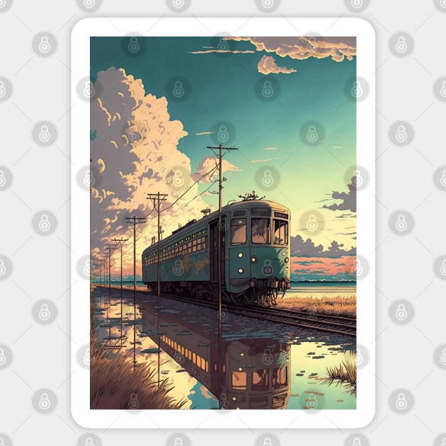 Retro Anime Style Old Japanese Train Sticker by KaPrints